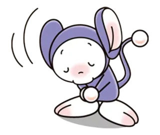 🙇 bfacff34 cartoon, character, mouse, cute, adorable, mascot telegram sticker