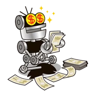 🤑 f615e5d0 robot, money, wealth, finance, dollars, rich, cartoon, character telegram sticker