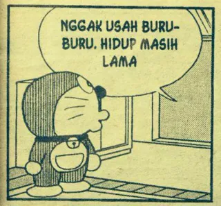💁‍♂ 065546cb Doraemon NGGAK USAH BURU-BURU. HIDUP MASIH LAMA Doraemon, comic, cartoon, manga telegram sticker