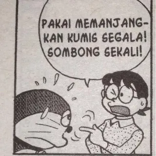 😡 4531190a Doraemon PAKAI MEMANJANGKAN KUMIS SEGALA! SOMBONG SEKALI! doraemon, anime, cartoni animati, manga, fumetto telegram sticker