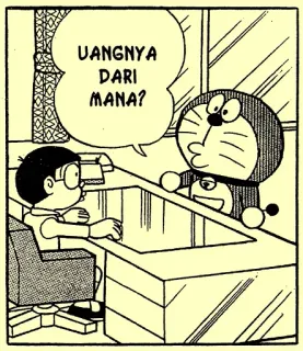 ❓ d0353e1a Doraemon UANGNYA DARI MANA? doraemon, cartoon, manga, anime telegram sticker