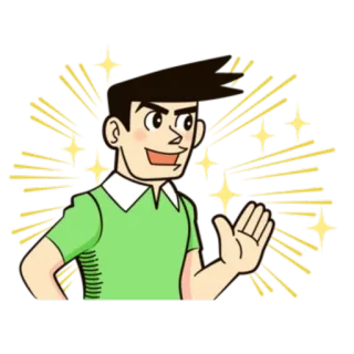 ✋ 0da4972c Cartone animato, Uomo, Felice, Casual, Saluto, Amichevole telegram sticker