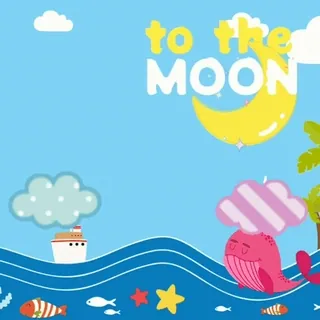 🌙 0a00c100 to the MOON Mond, Wal, Wolke, Schiff, Fisch, Cartoon, Süß, Himmel telegram sticker