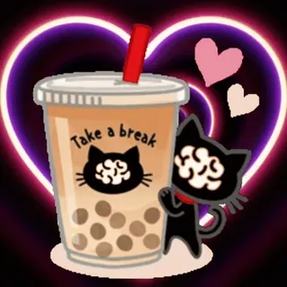 🥤 831b9122 Take a break Boba, Bubble Tea, Katze, Kawaii, Pause machen, Süß telegram sticker