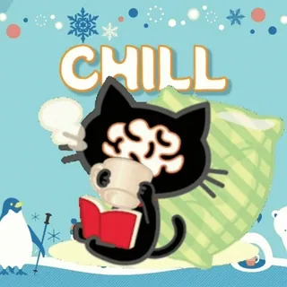 🤟 b5014dac CHILL Katze, Entspannen, Lesen, Winter, Entspannung, Buch, Kaffee, Gemütlich telegram sticker