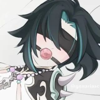 😷 f2d3704f Xiao Genshin Impact 动漫, 游戏, 原神, 魈 telegram sticker