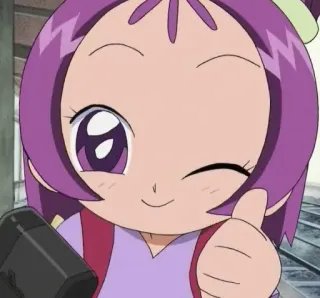 👍 d0095dd3 Anime, Fille, Mignon, Clin d'œil, Cheveux violets, Pouce levé telegram sticker