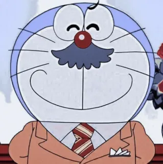 💖 4b3461b7 Doraemon Kreskówka, Anime, Robot kot, Strój formalny, Wąsy telegram sticker