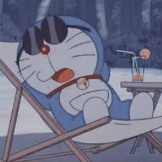💖 c8e7508d Doraemon doraemon, kreskówka, anime, chill, relaks, plaża, okulary przeciwsłoneczne telegram sticker
