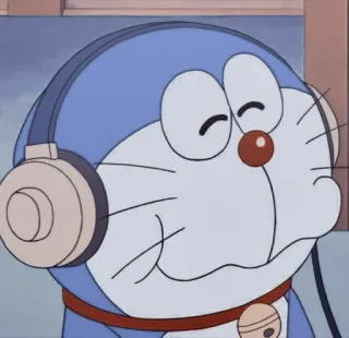 💖 f5e89526 Doraemon Doraemon, kreskówka, robot kot, anime, kawaii, słuchawki, słodki telegram sticker