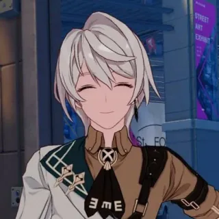 😍 6568d500 animé, personnage, souriant, cheveux blancs whatsapp sticker