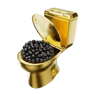 🫰 b575832c toilettes, doré, caviar, luxe, cher, opulence, gaspillage, riche telegram sticker