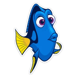 💋 610e33c9 Dory Finding Nemo 魚, 漫画, 海, 青, 黄色, アニメ telegram sticker