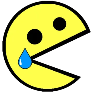 😢 e50f5b88 pacman, triste, pleurer, en pleurs, larmes, emoji, jaune, visage telegram sticker