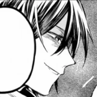 🥚 59718502 Anime, Manga, zelfgenoegzaam, glimlach, zwart-wit telegram sticker