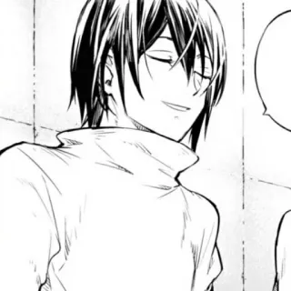 🥚 d6354142 anime, manga, glimlachend, zwart wit telegram sticker