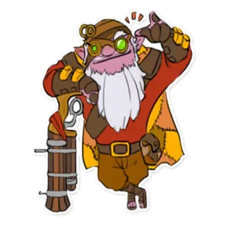 🙂 47517b33 gnomo, steampunk, personaggio, fantasy, occhiali, barba whatsapp sticker