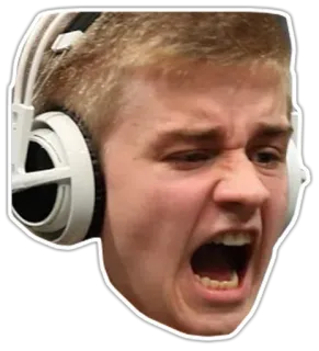 😵 8c8d3dcb лицо, геймер, гарнитура, крик, реакция, выражение telegram sticker