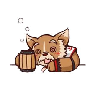 🍺 7bfef514 cane, ubriaco, birra, cartone animato, animale, assonnato telegram sticker