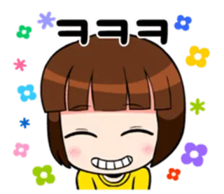 😂 2aee39e7 ㅋㅋㅋ 卡通, 女孩, 可爱, 微笑, 韩语, 花朵 telegram sticker