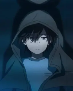 🔪 4b263fd3 Anime, Anak laki-laki, Hoodie, Bayangan, Ilustrasi telegram sticker