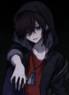 🔪 f1b79291 Anime, Hoodie, Gelap, Anak laki-laki, Kaos merah, Kalung telegram sticker