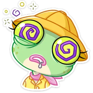 🤤 4f7aae2f アニメ, 動物, ヒキガエル, 疲れた, 帽子, 面白い telegram sticker