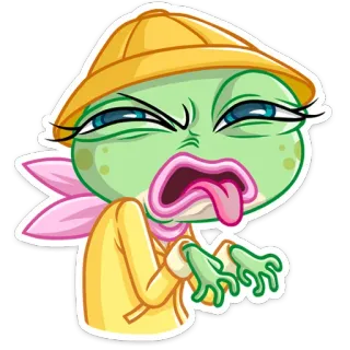 🤪 a3a1bd73 カエル, 嫌悪感, 舌, 面白い, 表情, 漫画 telegram sticker