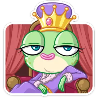 👸 f3f10635 カエル, 女王, 王冠, 漫画, 動物, 王室 telegram sticker