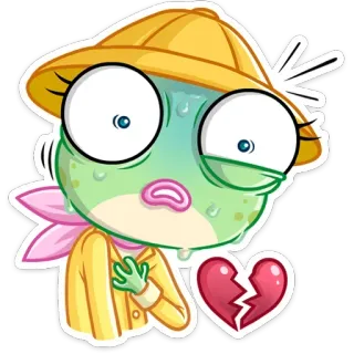 💔 05581ec7 żaba, kreskówka, naklejka, złamane serce, smutny, emocjonalny, łzy telegram sticker