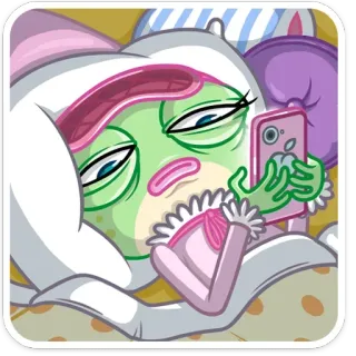 😴 138b2775 królik, śpiący, telefon, zmęczony, rano, kreskówka, zwierzę telegram sticker