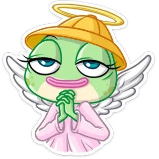 😇 1a758d5d żaba, anioł, kreskówka, halo, skrzydła, naklejka telegram sticker