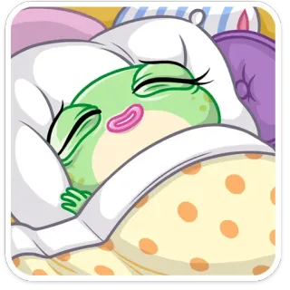 😴 1f681c63 żaba, sen, słodki, kreskówka, zwierzę, śpiący, zrelaksowany telegram sticker