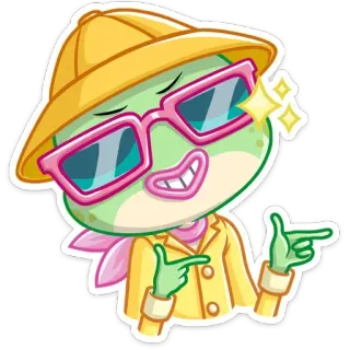 😉 30c789ec żaba, kreskówka, okulary przeciwsłoneczne, słodki, zwierzę, naklejka telegram sticker