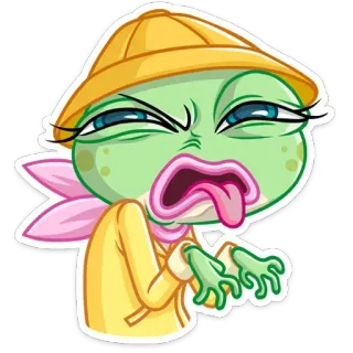 😝 54e6286e żaba, kreskówka, wyraz, obrzydzenie, twarz, język, emoji telegram sticker