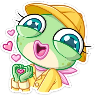 💕 5fec12c8 żaba, kreskówka, słodki, safari, serce, miłość telegram sticker