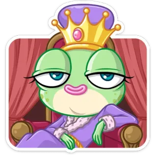 👸 ad78abcf żaba, królowa, korona, królewski, kreskówka, zwierzę, naklejka telegram sticker