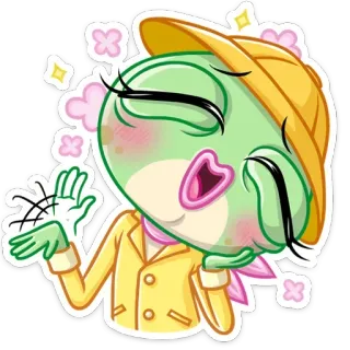 ☺️ dae1cc4e żaba, kreskówka, zwierzę, postać, słodki, kawaii telegram sticker
