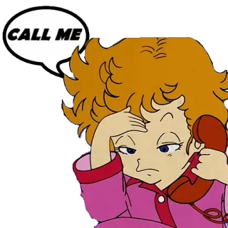 ☎ 880b8439 CALL ME Anruf, Telefon, Kommunikation, Cartoon, Traurig, Mädchen telegram sticker