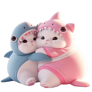 🤗 3f5df1ea koty, rekiny, zwierzęta, słodkie, stroje, kapryśny, kawaii, ilustracja telegram sticker