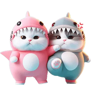 😠 c4e5eae8 kot, kociak, rekin, kostium, słodki, zwierzę telegram sticker