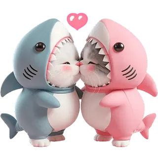 😘 3c2fb1a7 cats, sharks, kittens, love, cute, animals, cartoon telegram sticker