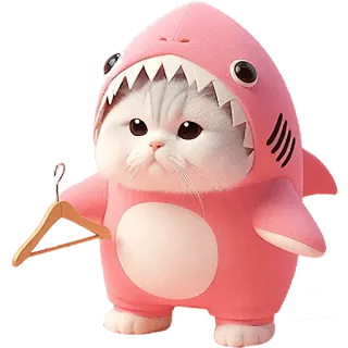 🥺 9f7a7ce7 cat, shark, costume, cute, animal, pet, cartoon telegram sticker