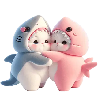 🤗 ab99aee5 cute, shark, kawaii, kitten, animals, heart, pink, blue telegram sticker