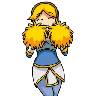 🤗 30785337 cheerleader, sports, cartoon, pom poms, blond hair, blue uniform whatsapp sticker
