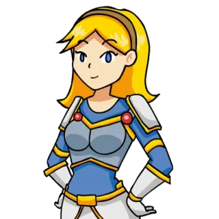 🙂 5986fbf5 sticker, cartoon, female character, blonde, armor, video game whatsapp sticker