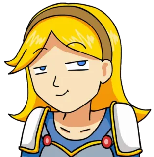 😏 95ef5cc4 blonde, smirk, armor, smug, expression, cartoon whatsapp sticker