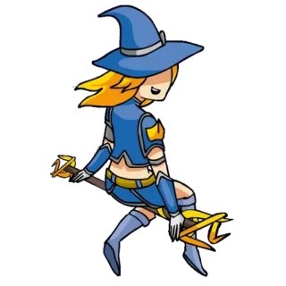 ✈ ca4ffad5 witch, broom, magic, fantasy, cartoon, character, blonde, hat whatsapp sticker