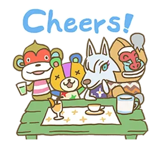 🍺 59e16e3a Cheers! 动物森友会, 干杯, 派对, 庆祝, 友谊, 动物 telegram sticker