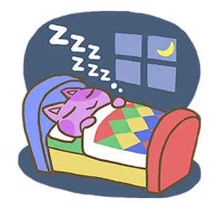 💤 d10b335a Zzzzz 睡觉, 猫, 床, 夜晚, 卡通, 可爱, 做梦 telegram sticker